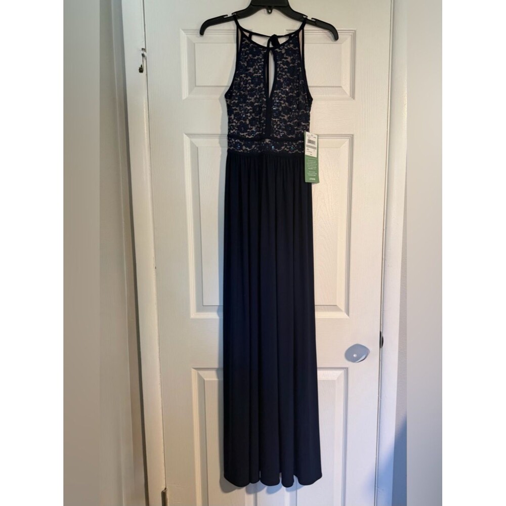 Morgan & Co. Navy Lace Evening Dress NWT